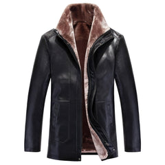 Men’s Black Genuine Sheepskin Sherpa Shearling Faux Fur Lined Casual Fashionable Smooth Slim Fit Zip-Up Leather Jacket