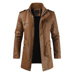 Men’s Tan Brown Genuine Sheepskin Autumn Warm Winter Motorcycle Café Racer Casual England Style Vintage Leather Jacket