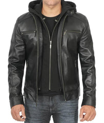 Men's Black Shearling Leather Jacket