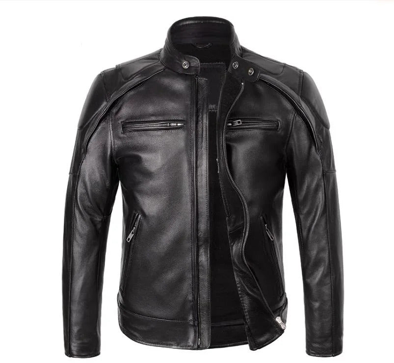 Men's Classic Rider Cowhide Leather Motorcycle Jacket