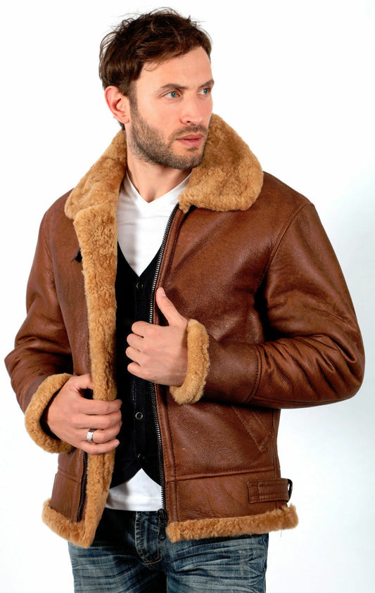 leather jacket with brown fur