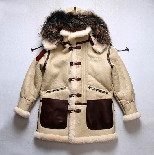 Winter High Quality Thickened B7 Bomber Sheepskin Leather Jacket