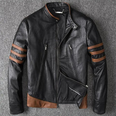 Men' Genuine Leather Sheepskin Jacket for Spring and Autumn Motorcycle