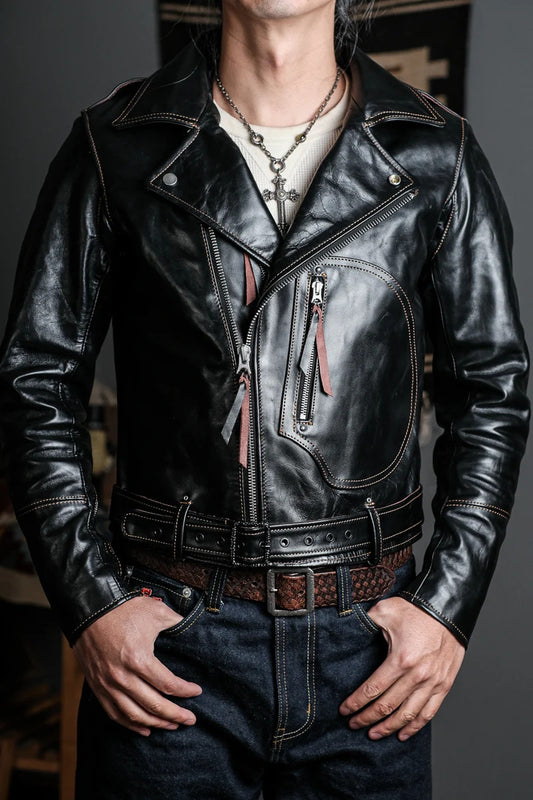 Men's Classic Luxury Brand Motorcycle Rider Leather Jacket