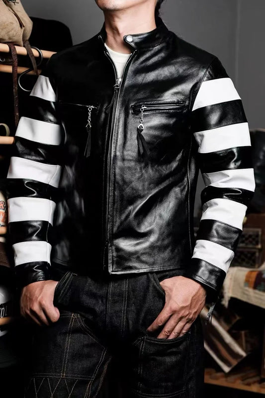 Men's Classic J100 Rider Biker Jacket - Genuine Leather