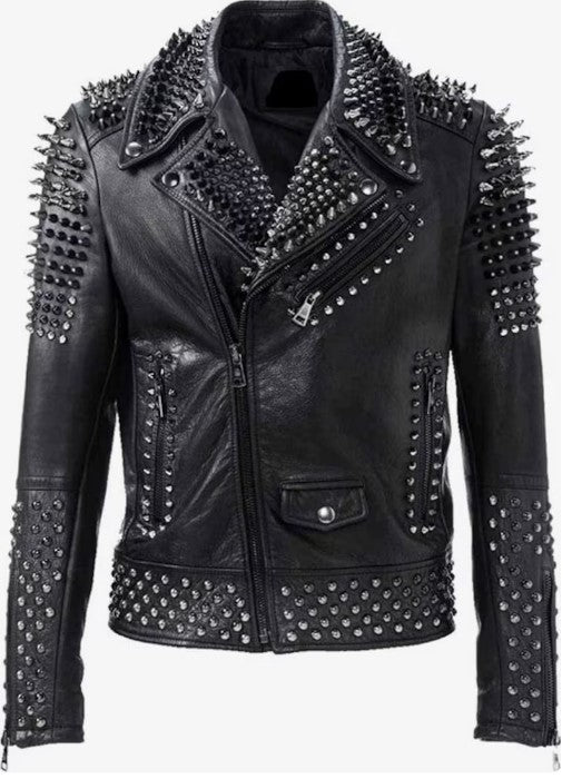 spiked leather jacket for men