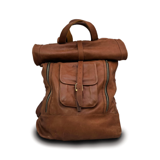 Men's Full Grain Vegetable Tanned Leather Travel Backpack