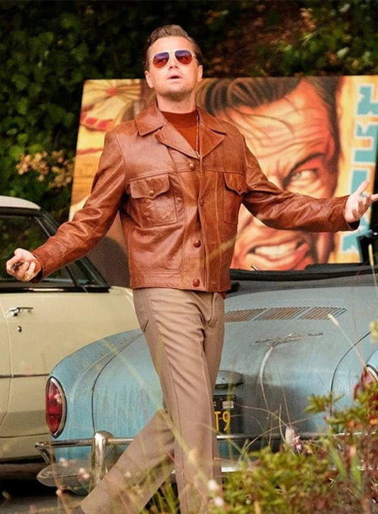 leonardo dicaprio brown leather jacket