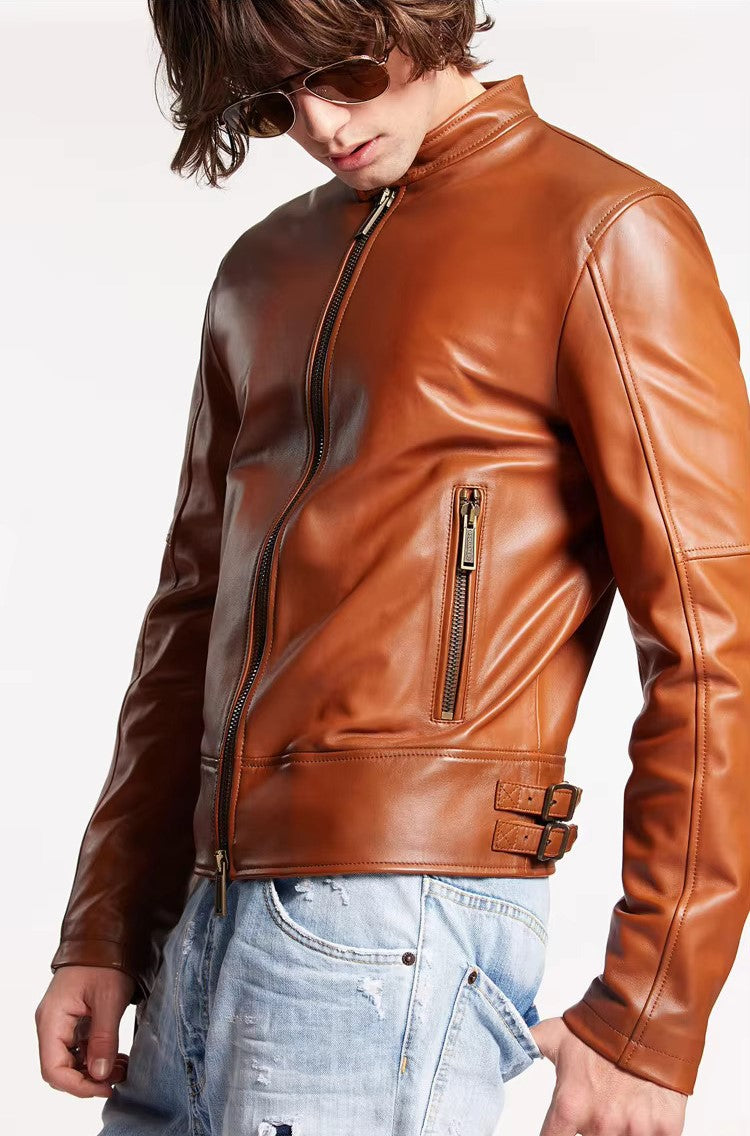 Men's Brown Genuine Leather Jacket