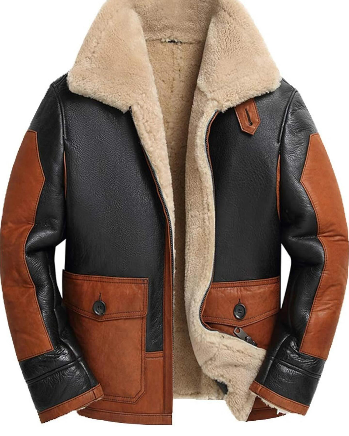 Classic B3 Bomber Jacket: Genuine Sheepskin Leather Aviator Style for Men