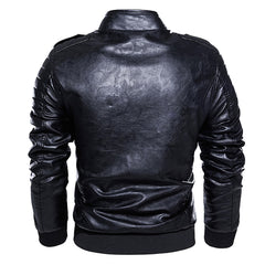 Men’s Black Bomber Biker Genuine Sheepskin Stand Collar Classic Fashionable Outfit Moto Leather Jacket