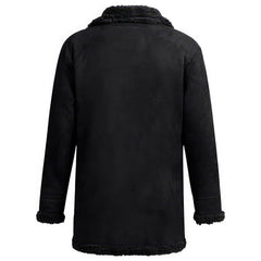 Men’s Black Genuine Suede Sherpa Shearling Faux Fur Lined Winter Warm Single Breasted Fashionable G1 Military Leather Coat