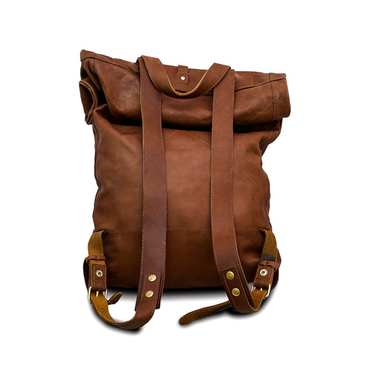 Men's Full Grain Vegetable Tanned Leather Travel Backpack