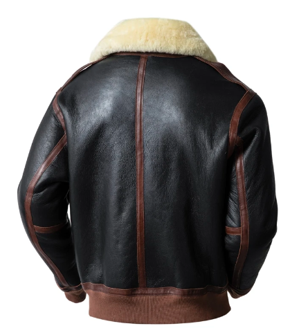 Men's Military Style Black Winter Shearling Jacket