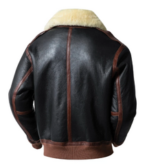 Men's Military Style Black Winter Shearling Jacket