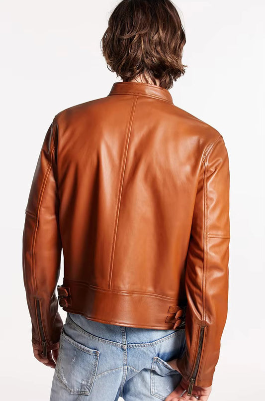 Men's Brown Genuine Leather Jacket