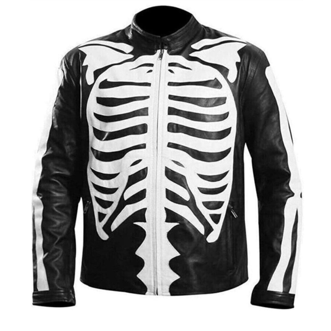 Skeleton Bones Rider Biker Cosplay Jacket for Halloween"