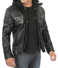 Men's Black Shearling Leather Jacket