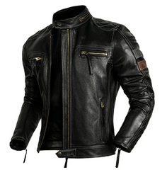 Men's Genuine Cow Leather Motorcycle Biker Jacket: Classic Motor Coat