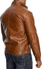 Men's Stand Collar Casual Leather Motorcycle Jacket