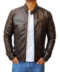 Men's Handmade Slim Fit Lambskin Leather Jacket: Best Motorcycle Biker Cafe Racing Jacket