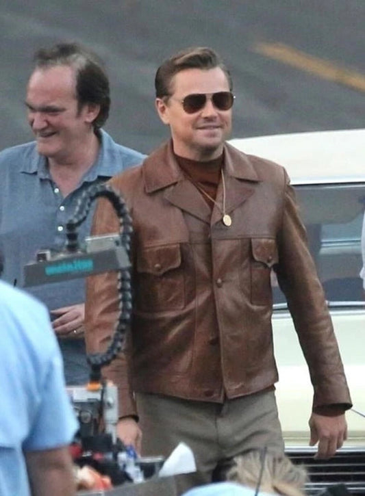 leonardo dicaprio brown leather jacket