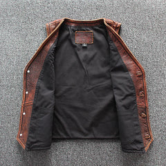 Genuine Leather Professional Motorcycle Vest: Cowhide Biker Vest