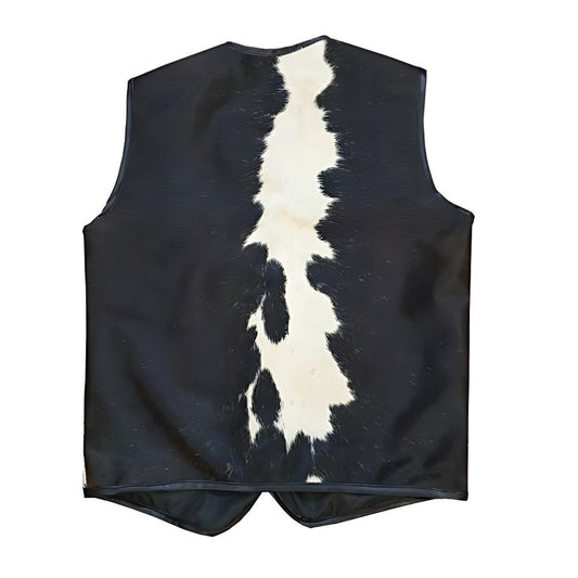 New Vintage Genuine Cowhide Hair On Vest Leather Fashion Western Waistcoat Elegant Looks For Men Cow Hide Leather Jacket-