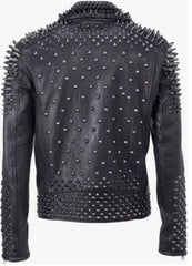 spiked leather jacket for men