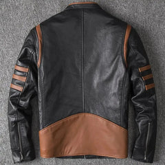 Men' Genuine Leather Sheepskin Jacket for Spring and Autumn Motorcycle