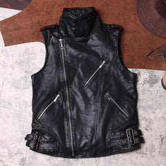 Men's Stylish Punk Vintage Sheep Leather Vest