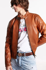 Men's Brown Genuine Leather Jacket