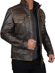 Men's Handmade Brown Biker Leather Motorcycle Jacket