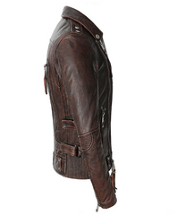 Men's Genuine Leather Motorcycle Biker Jacket: Punk Rock Zipper Coat for Riders