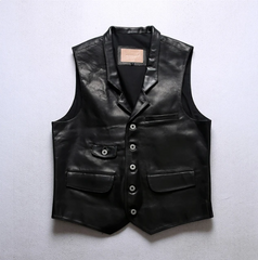 Men's Motorcycle Biker Slim Fit Leather Vest: Youth Short Sleeveless Jacket