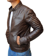 Men's Handmade Slim Fit Lambskin Leather Jacket: Best Motorcycle Biker Cafe Racing Jacket