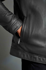 Men's Black Leather Racer Jacket