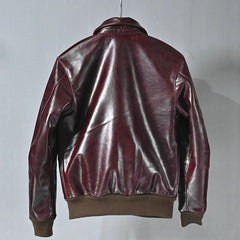 Men's Genuine Cowhide Leather Vintage Flight Jacket with Oil Wax Finish