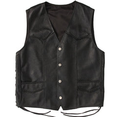 Men's Motorcycle Biker Club Cowhide Leather Vest