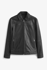 Men's Black Leather Racer Jacket