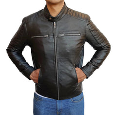 Men's Handmade Slim Fit Lambskin Leather Jacket: Best Motorcycle Biker Cafe Racing Jacket