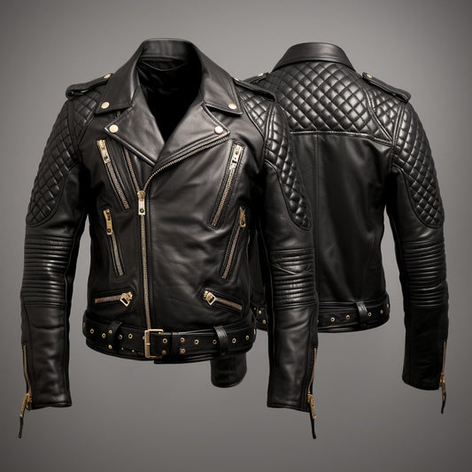 Men's Black Biker Genuine Leather Jacket