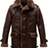 Menâ€™s Brown Genuine Sheepskin Jacket with Sherpa Shearling Faux Fur
