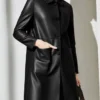 Women's Genuine Leather Trench Coat