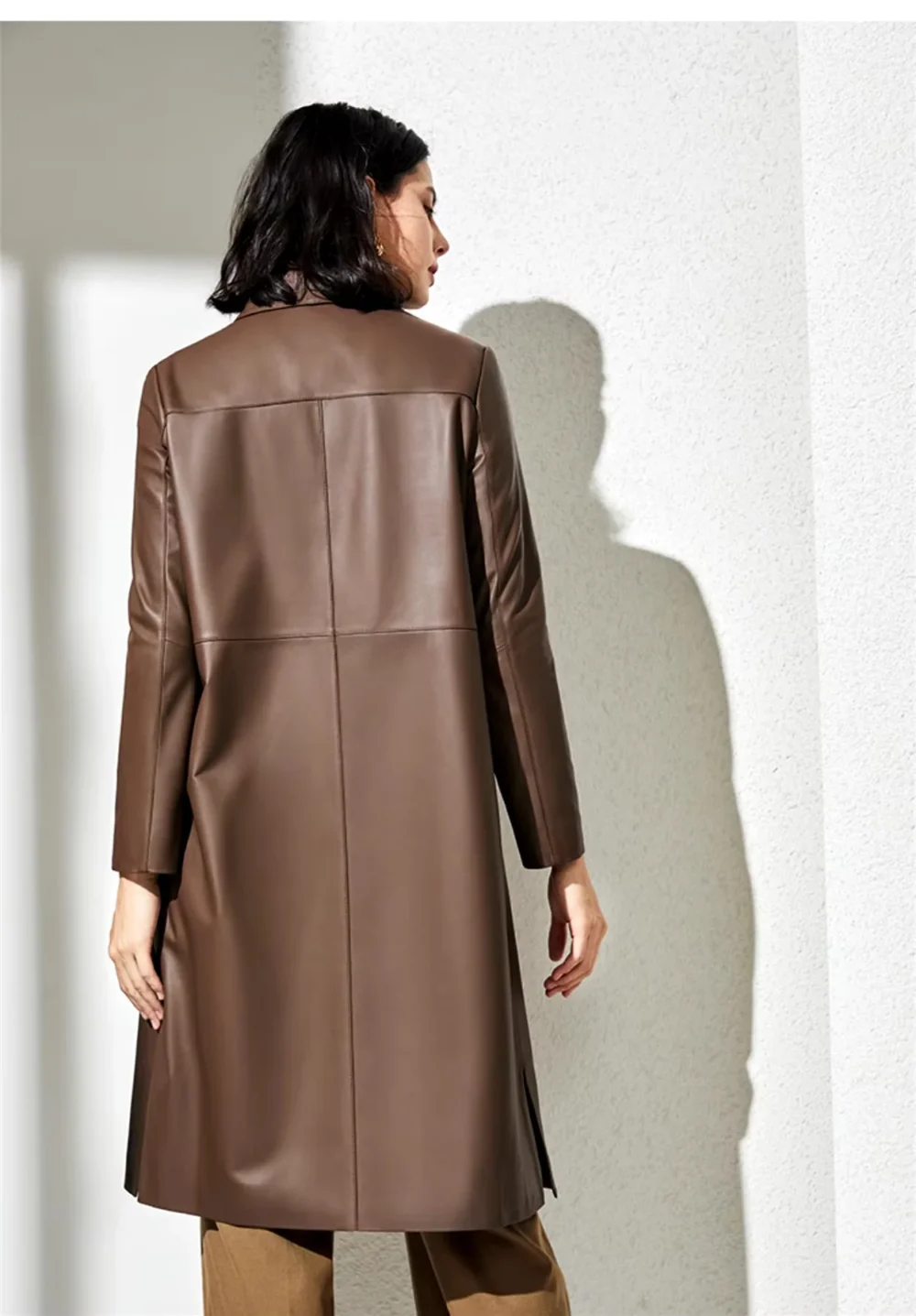 Women's Genuine Leather Trench Coat - Image 3