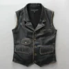 Black Genuine Leather Jacket with Faux Fur Collar