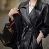 Women's Mid-Length Sheepskin Leather Trench Coat