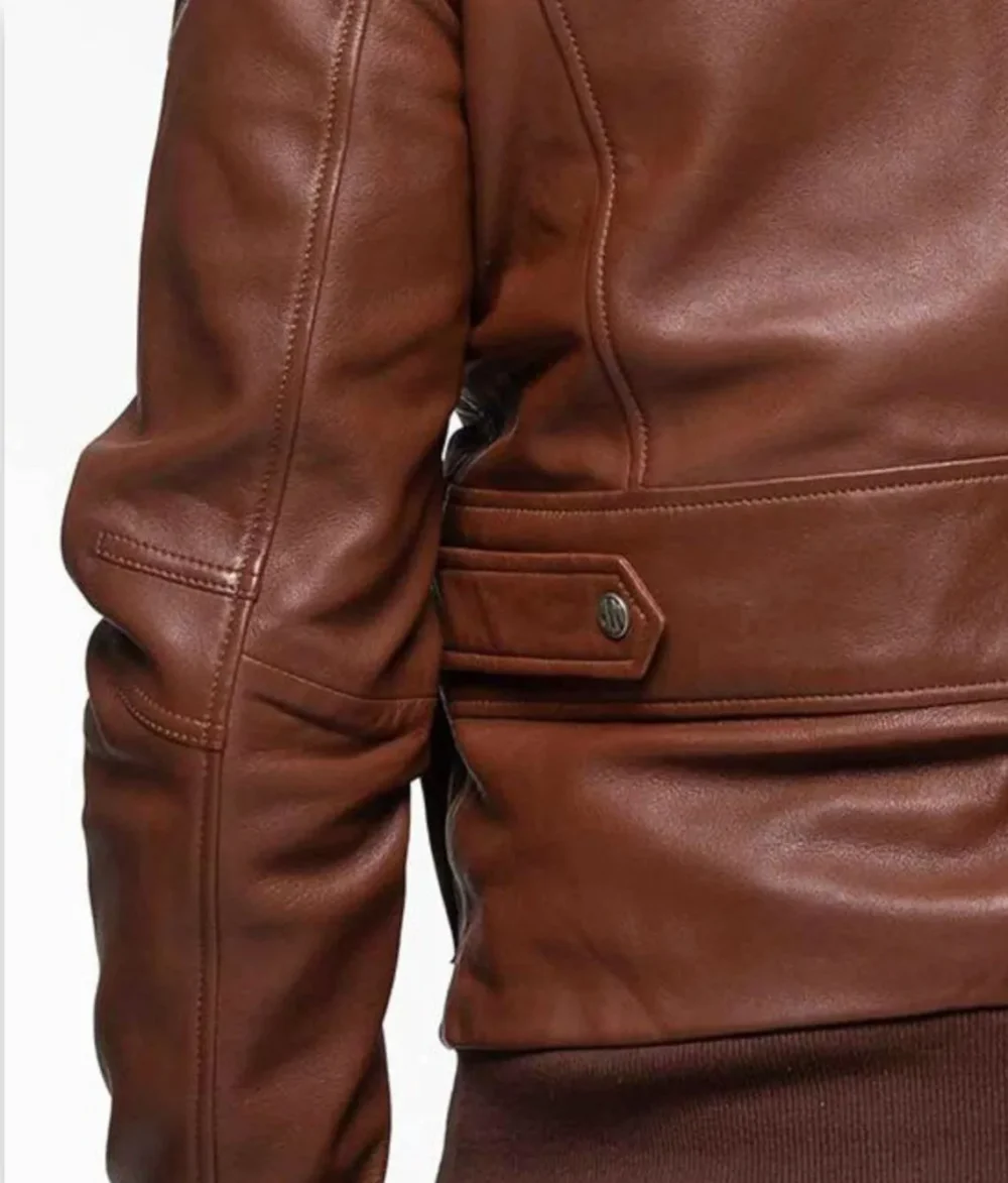 Men's Maverick Tom Cruise Pilot Flight Bomber Real Leather Jacket with Fur Collar - Image 3
