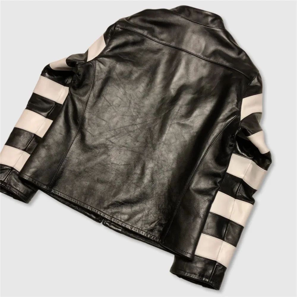 Men's Classic J100 Rider Biker Jacket - Genuine Leather - Image 3