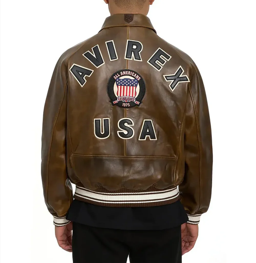 Handmade Vintage Brown Leather Military Bomber Jacket - Limited Edition - Image 2